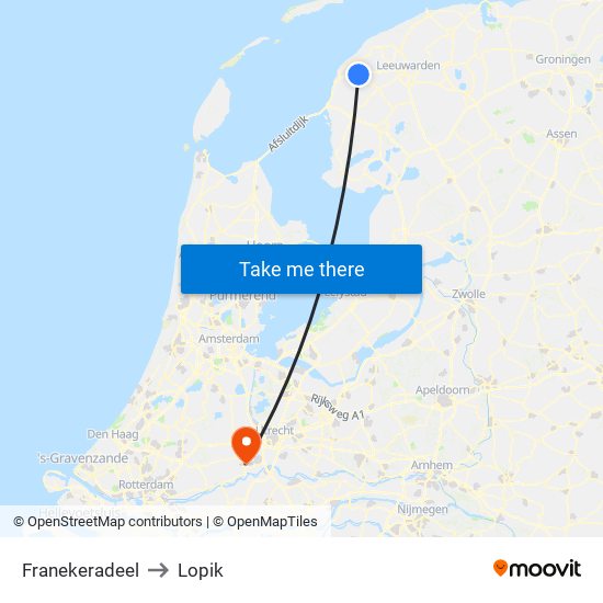 Franekeradeel to Lopik map