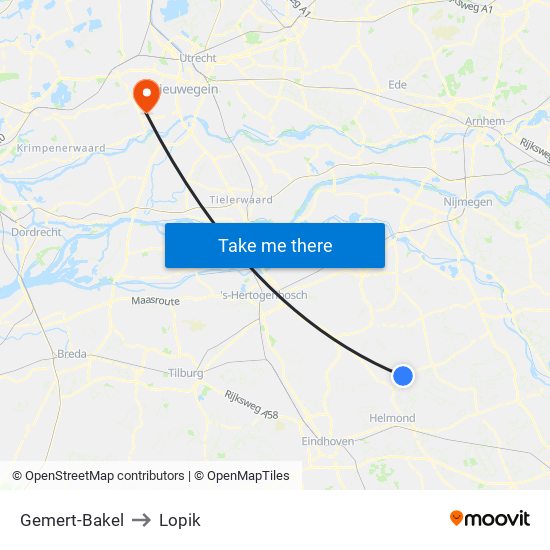 Gemert-Bakel to Lopik map
