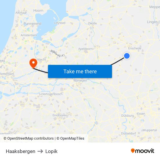 Haaksbergen to Lopik map
