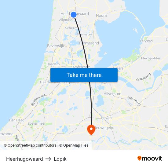 Heerhugowaard to Lopik map