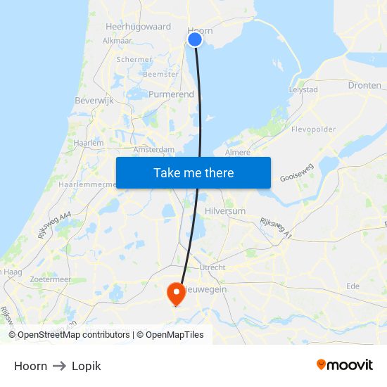 Hoorn to Lopik map