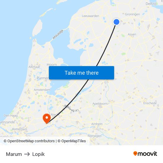 Marum to Lopik map