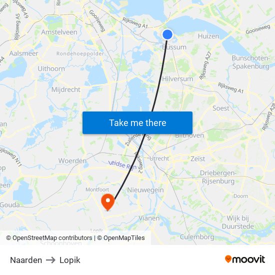 Naarden to Lopik map