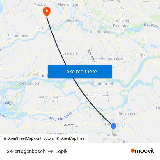 'S-Hertogenbosch to Lopik map