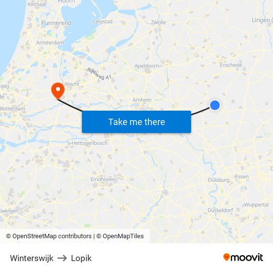 Winterswijk to Lopik map