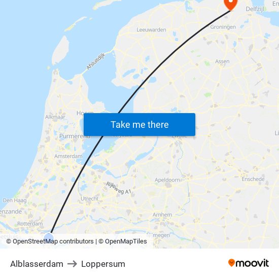 Alblasserdam to Loppersum map