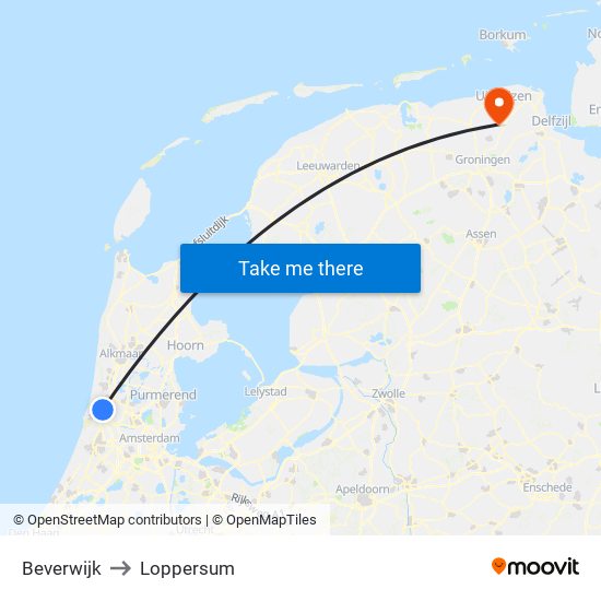 Beverwijk to Loppersum map