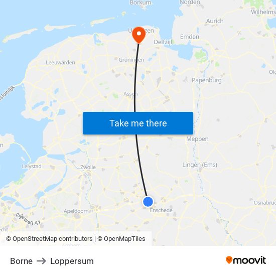 Borne to Loppersum map