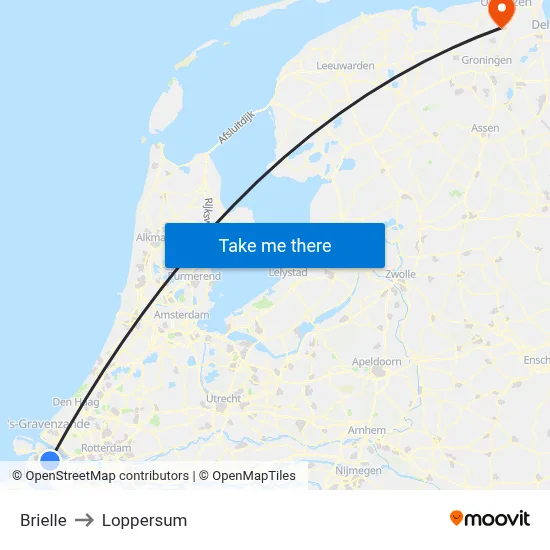 Brielle to Loppersum map