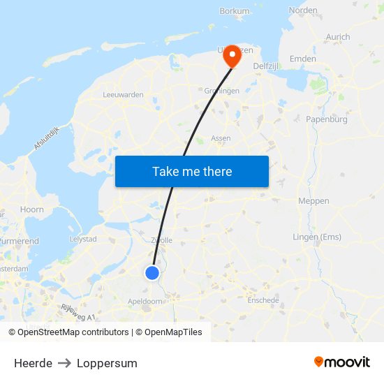 Heerde to Loppersum map