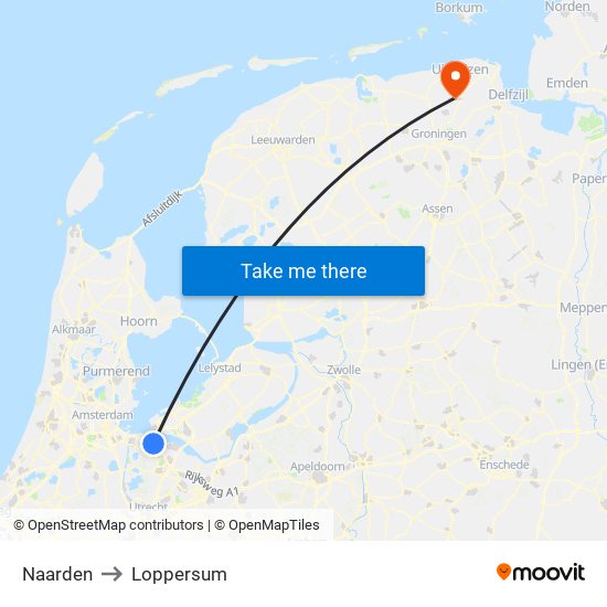 Naarden to Loppersum map