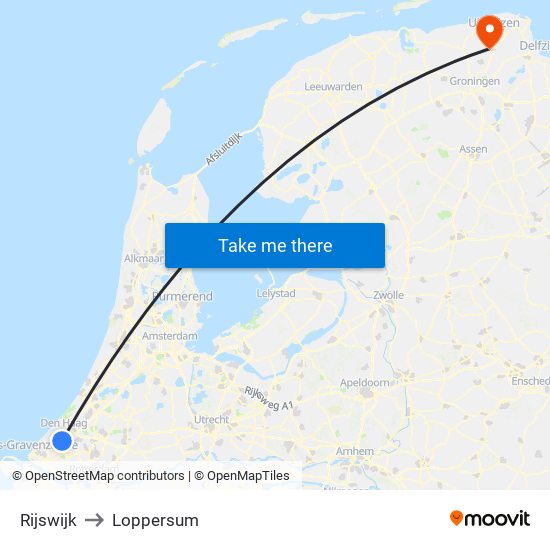 Rijswijk to Loppersum map