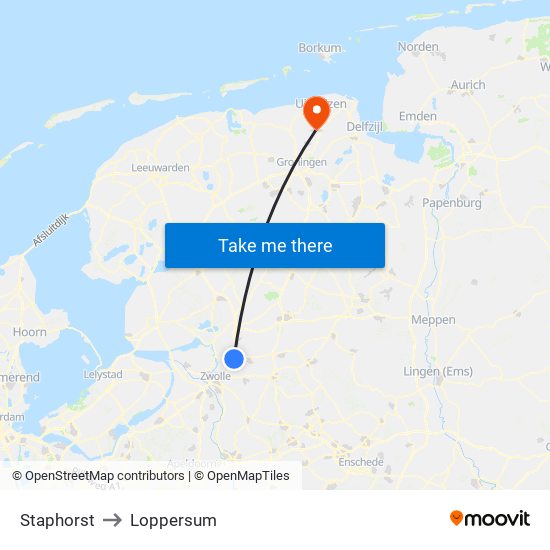 Staphorst to Loppersum map