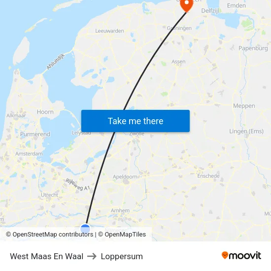 West Maas En Waal to Loppersum map