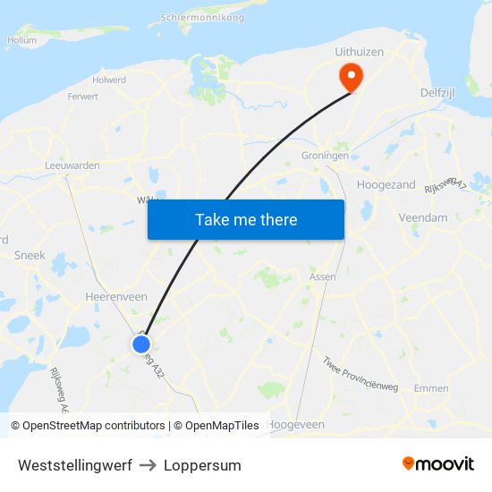 Weststellingwerf to Loppersum map