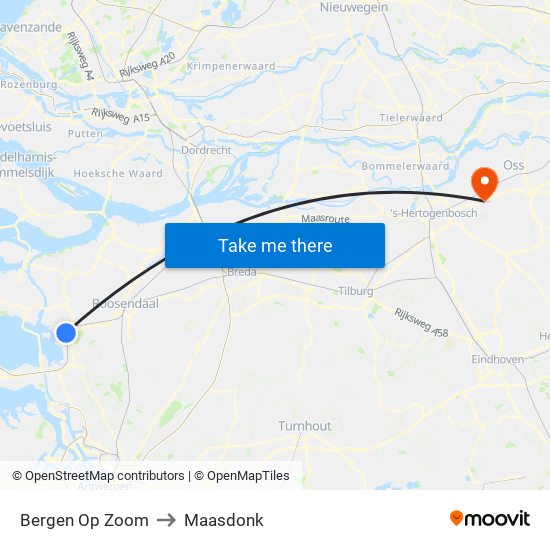 Bergen Op Zoom to Maasdonk map