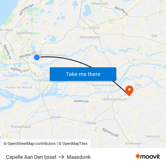 Capelle Aan Den Ijssel to Maasdonk map