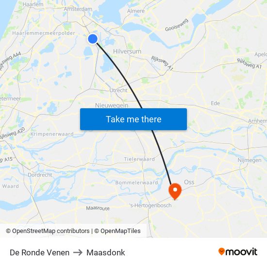 De Ronde Venen to Maasdonk map