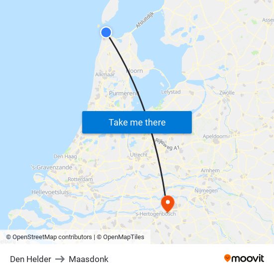 Den Helder to Maasdonk map