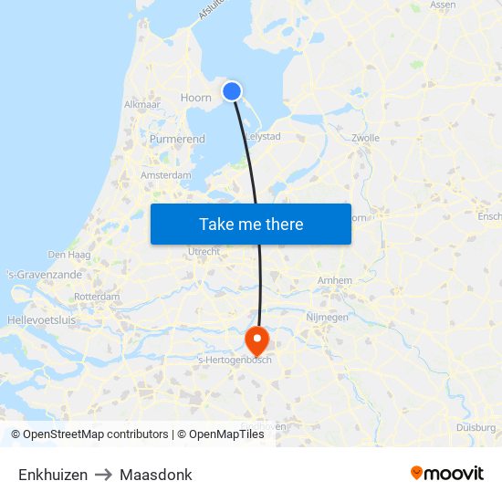 Enkhuizen to Maasdonk map