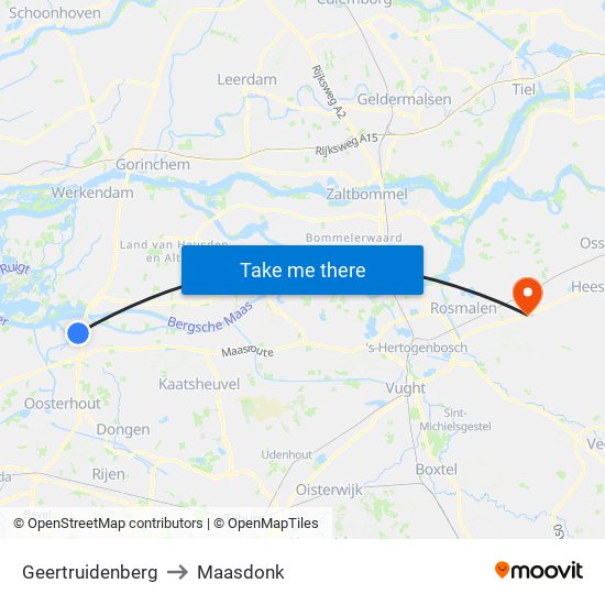 Geertruidenberg to Maasdonk map