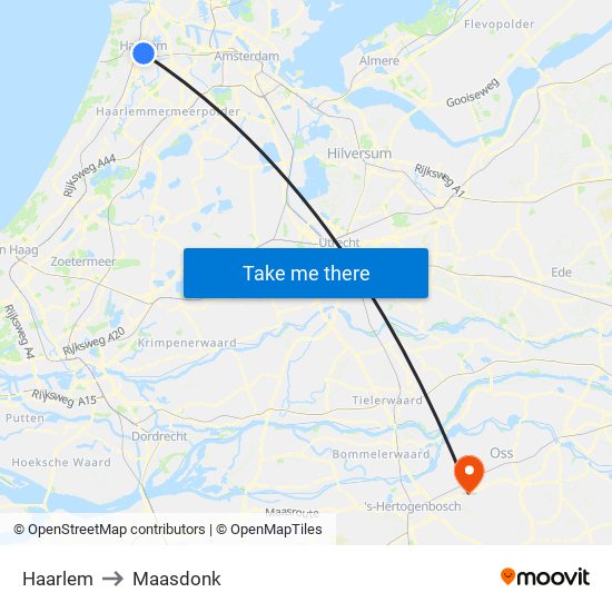 Haarlem to Maasdonk map