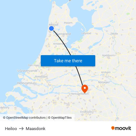 Heiloo to Maasdonk map