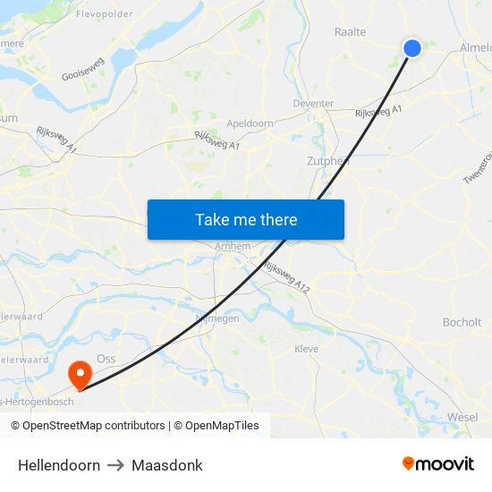 Hellendoorn to Maasdonk map