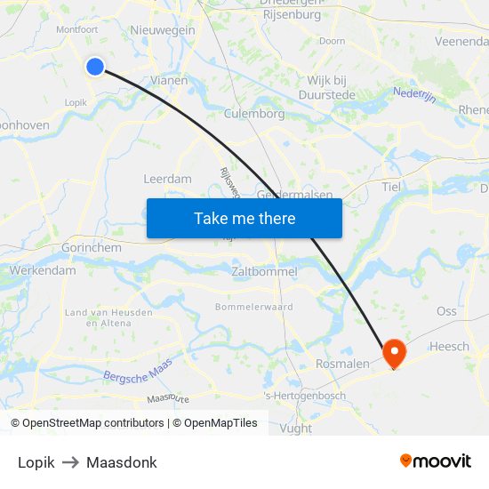 Lopik to Maasdonk map