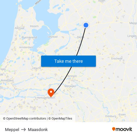 Meppel to Maasdonk map