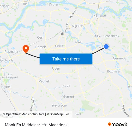 Mook En Middelaar to Maasdonk map