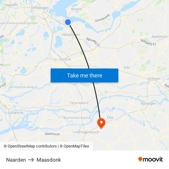 Naarden to Maasdonk map