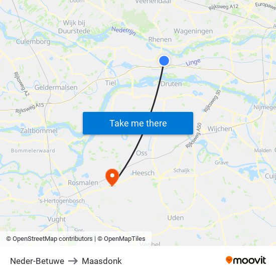 Neder-Betuwe to Maasdonk map