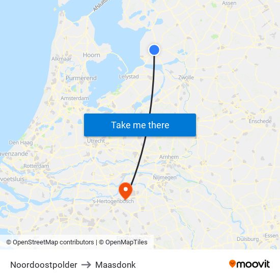 Noordoostpolder to Maasdonk map
