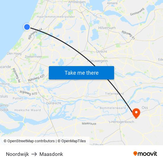 Noordwijk to Maasdonk map