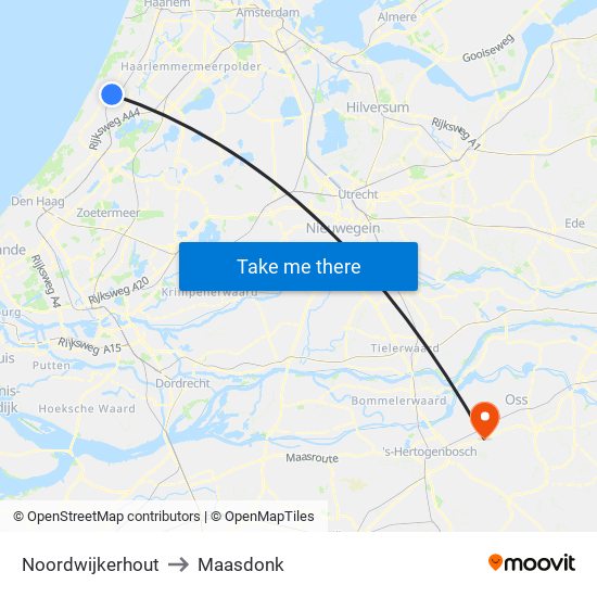 Noordwijkerhout to Maasdonk map