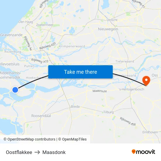 Oostflakkee to Maasdonk map