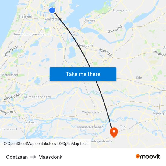 Oostzaan to Maasdonk map