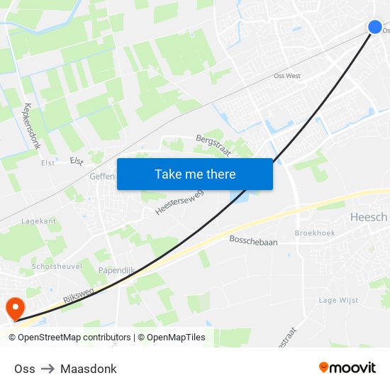 Oss to Maasdonk map