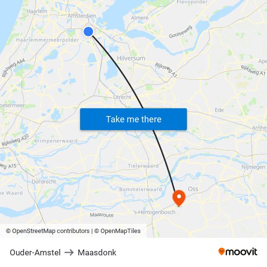 Ouder-Amstel to Maasdonk map