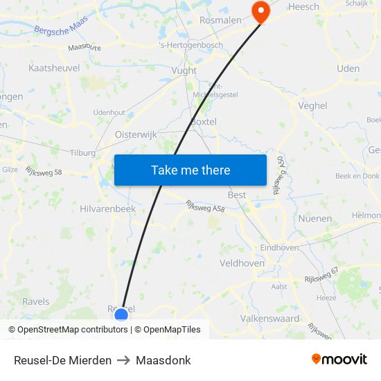 Reusel-De Mierden to Maasdonk map