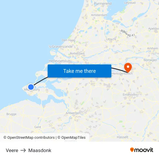 Veere to Maasdonk map