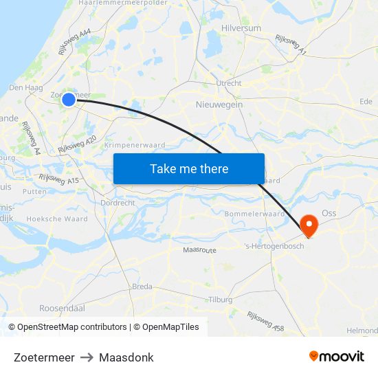 Zoetermeer to Maasdonk map