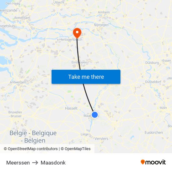 Meerssen to Maasdonk map