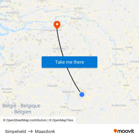 Simpelveld to Maasdonk map