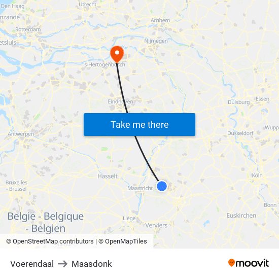 Voerendaal to Maasdonk map
