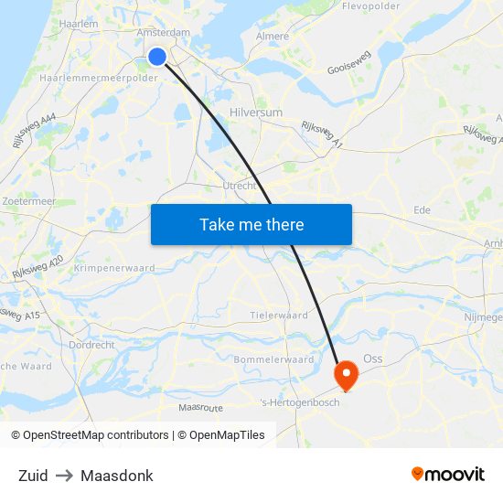 Zuid to Maasdonk map
