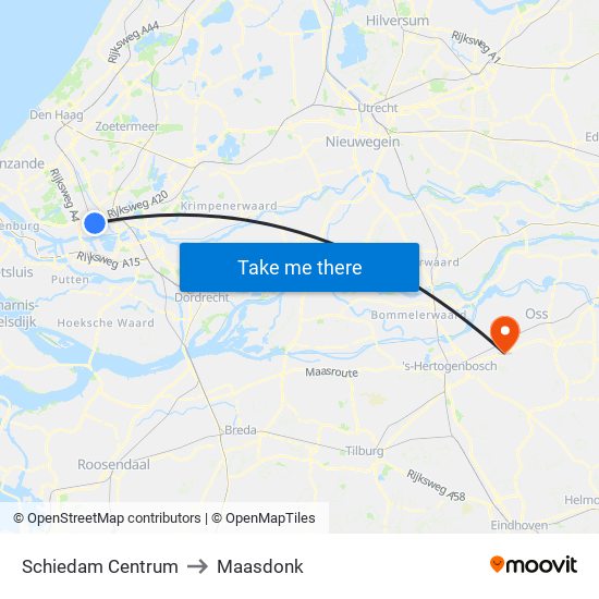 Schiedam Centrum to Maasdonk map
