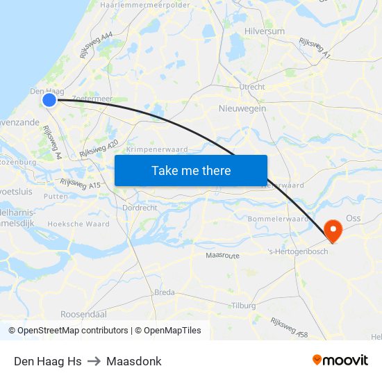 Den Haag Hs to Maasdonk map