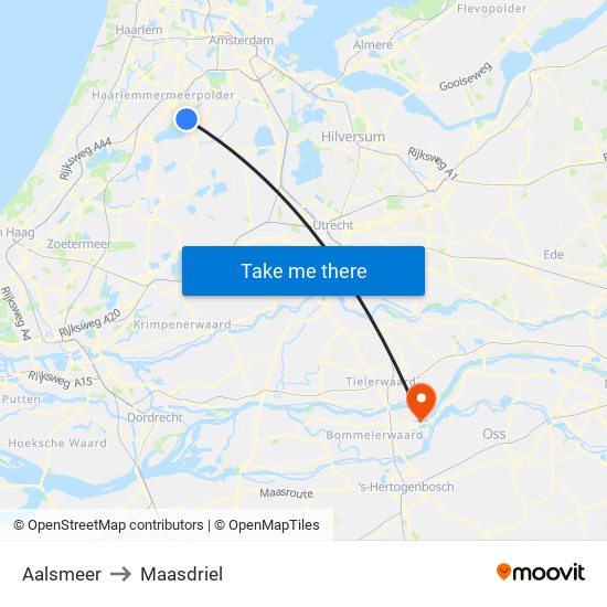 Aalsmeer to Maasdriel map